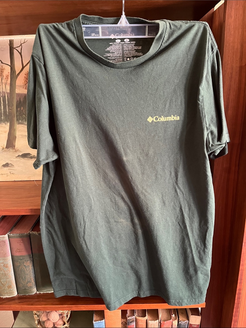 Columbia Men's Forest Green Short Sleeve Tee with Yellow Logo - Picture 2 of 5